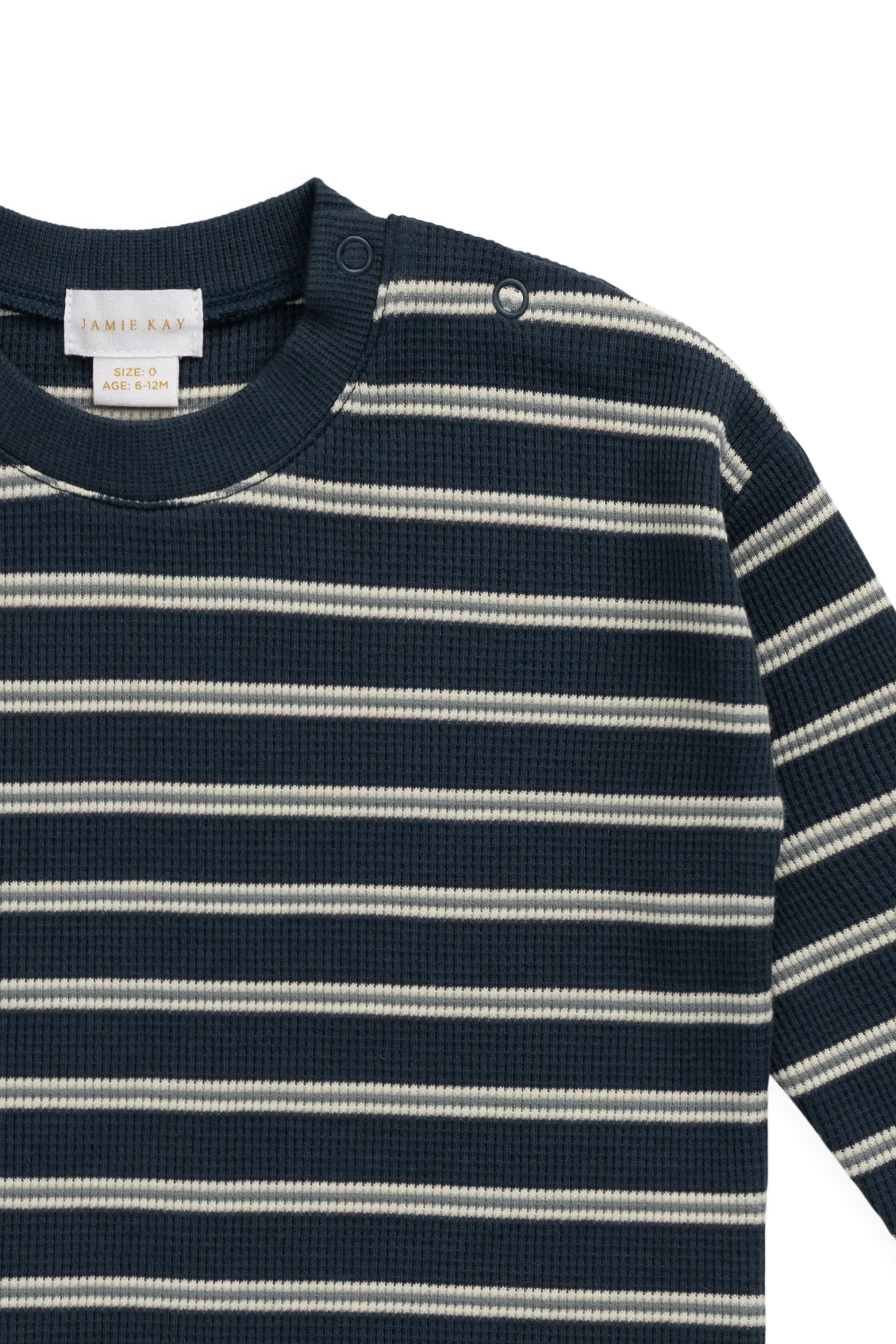 Organic Cotton Waffle Leith Long Sleeve Top - Dreamer Stripe Captain