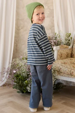 Organic Cotton Waffle Leith Long Sleeve Top - Dreamer Stripe Captain
