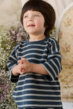 Organic Cotton Waffle Leith Tee - Dreamer Stripe Captain