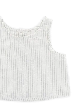 Organic Cotton Winslow Top-Mini Pinstripe Parchment / Dawn