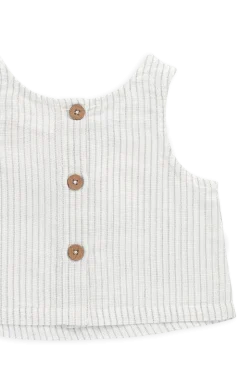 Organic Cotton Winslow Top-Mini Pinstripe Parchment / Dawn