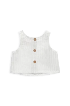 Organic Cotton Winslow Top-Mini Pinstripe Parchment / Dawn