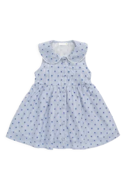 Organic Cotton Wisteria Dress - Mon Amour Stripe Indigo