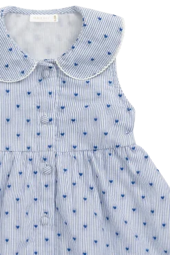 Organic Cotton Wisteria Dress - Mon Amour Stripe Indigo