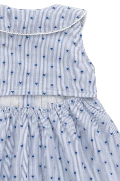 Organic Cotton Wisteria Dress - Mon Amour Stripe Indigo