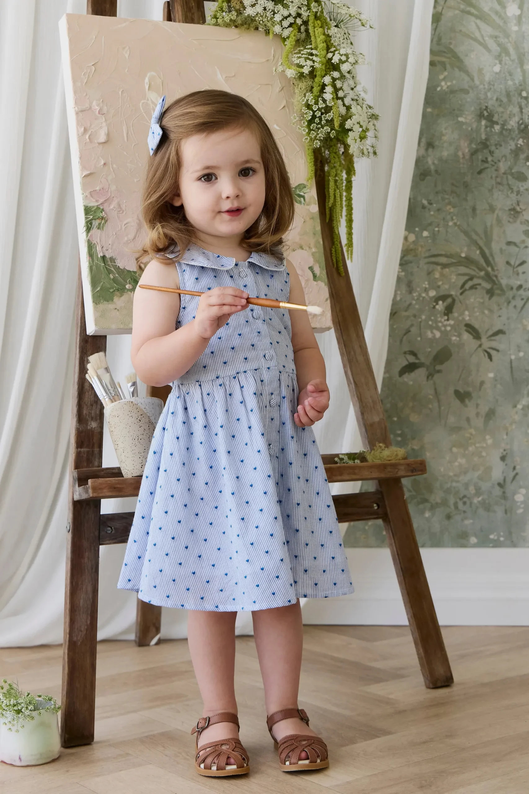 Organic Cotton Wisteria Dress - Mon Amour Stripe Indigo