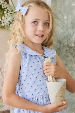 Organic Cotton Wisteria Dress - Mon Amour Stripe Indigo