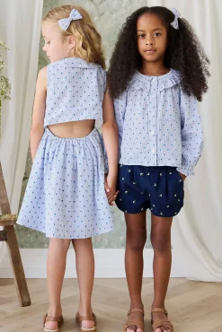 Organic Cotton Wisteria Dress - Mon Amour Stripe Indigo