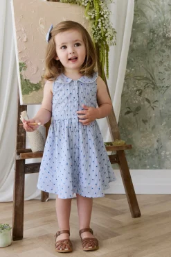 Organic Cotton Wisteria Dress - Mon Amour Stripe Indigo