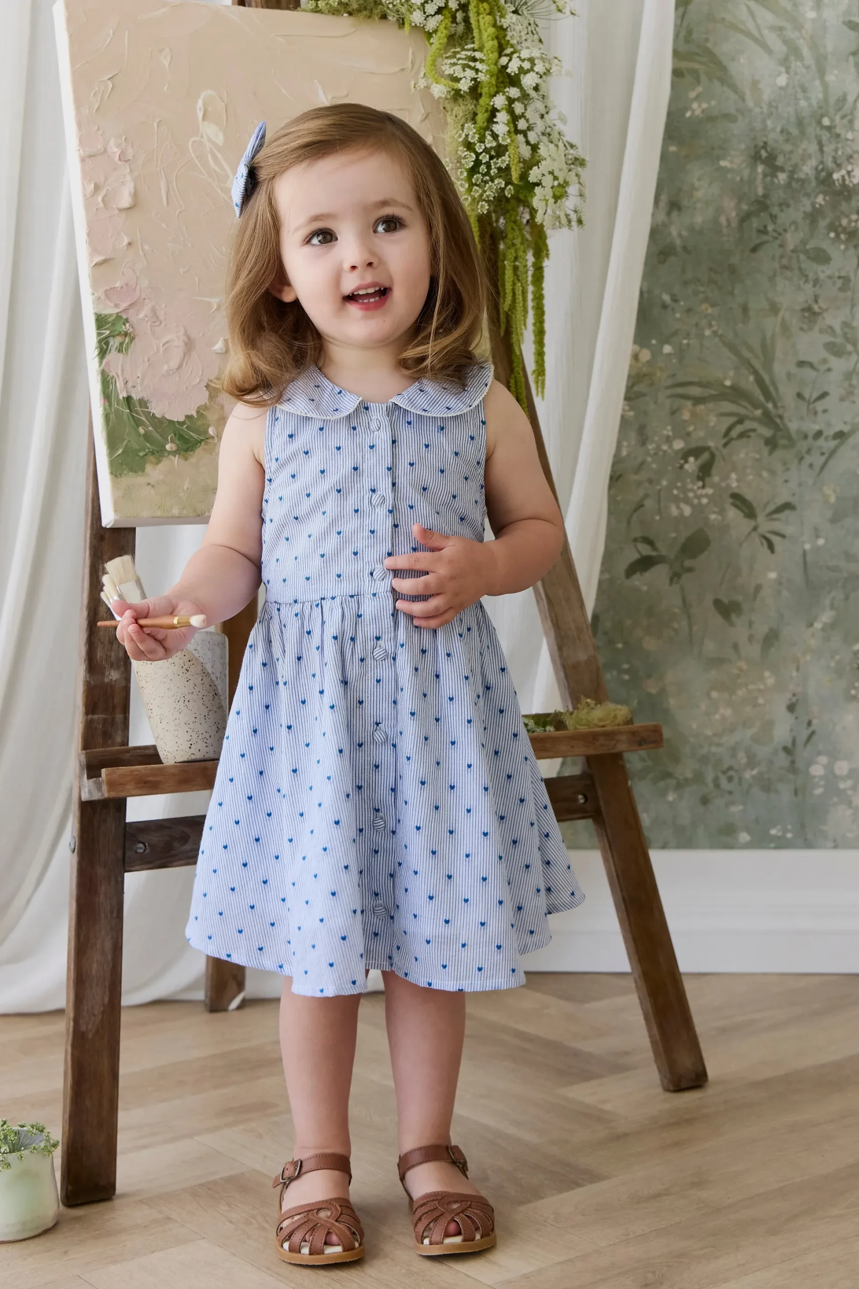 Organic Cotton Wisteria Dress - Mon Amour Stripe Indigo