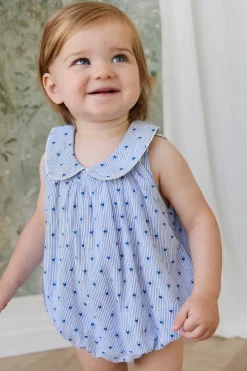 Organic Cotton Wisteria Playsuit - Mon Amour Stripe Indigo