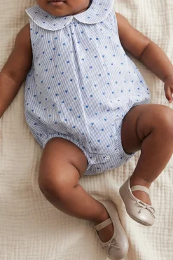 Organic Cotton Wisteria Playsuit - Mon Amour Stripe Indigo