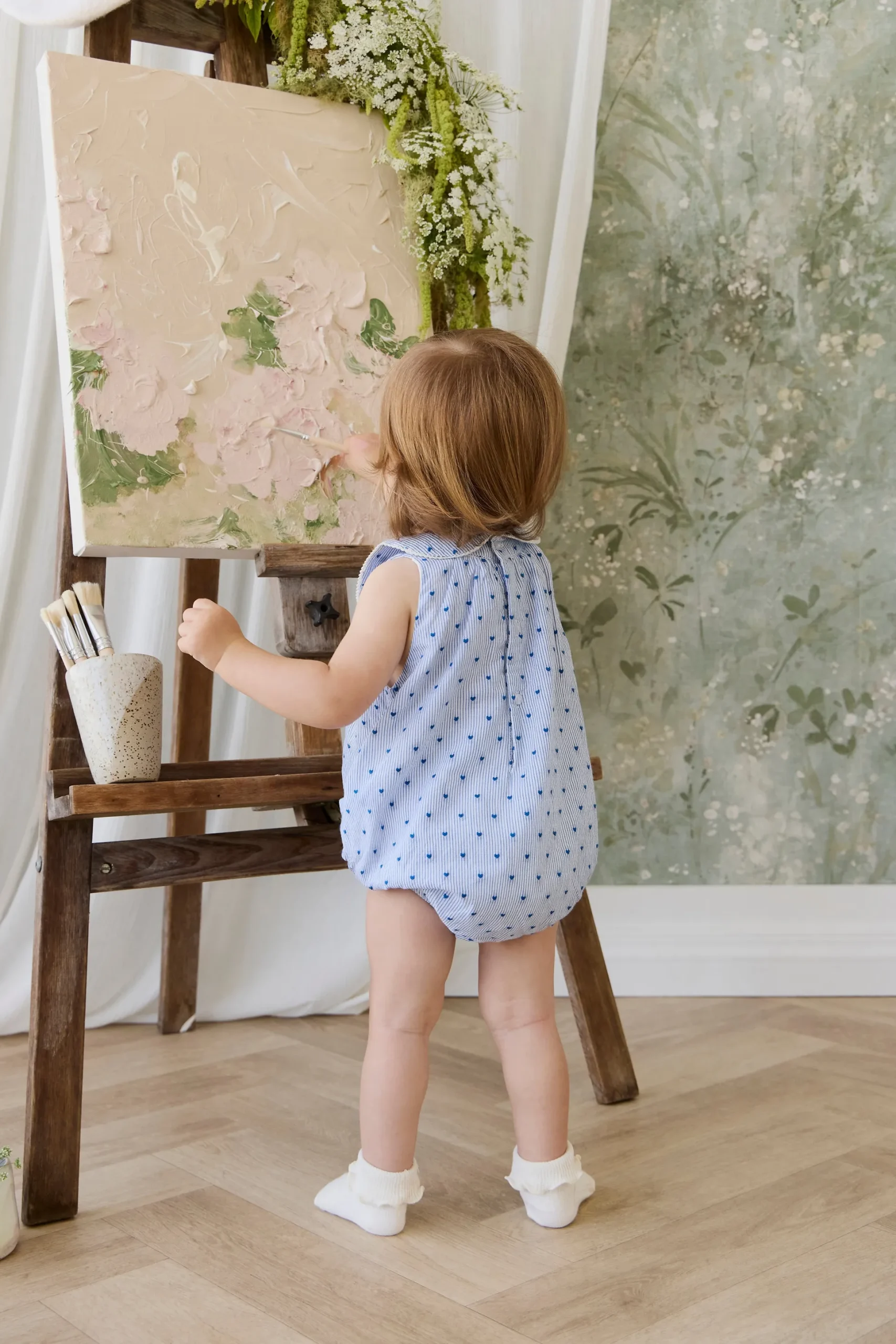 Organic Cotton Wisteria Playsuit - Mon Amour Stripe Indigo