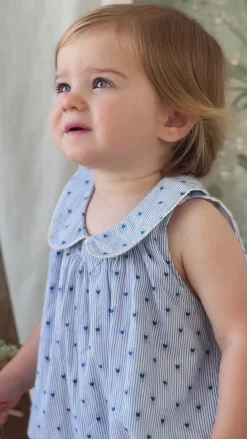 Organic Cotton Wisteria Playsuit - Mon Amour Stripe Indigo