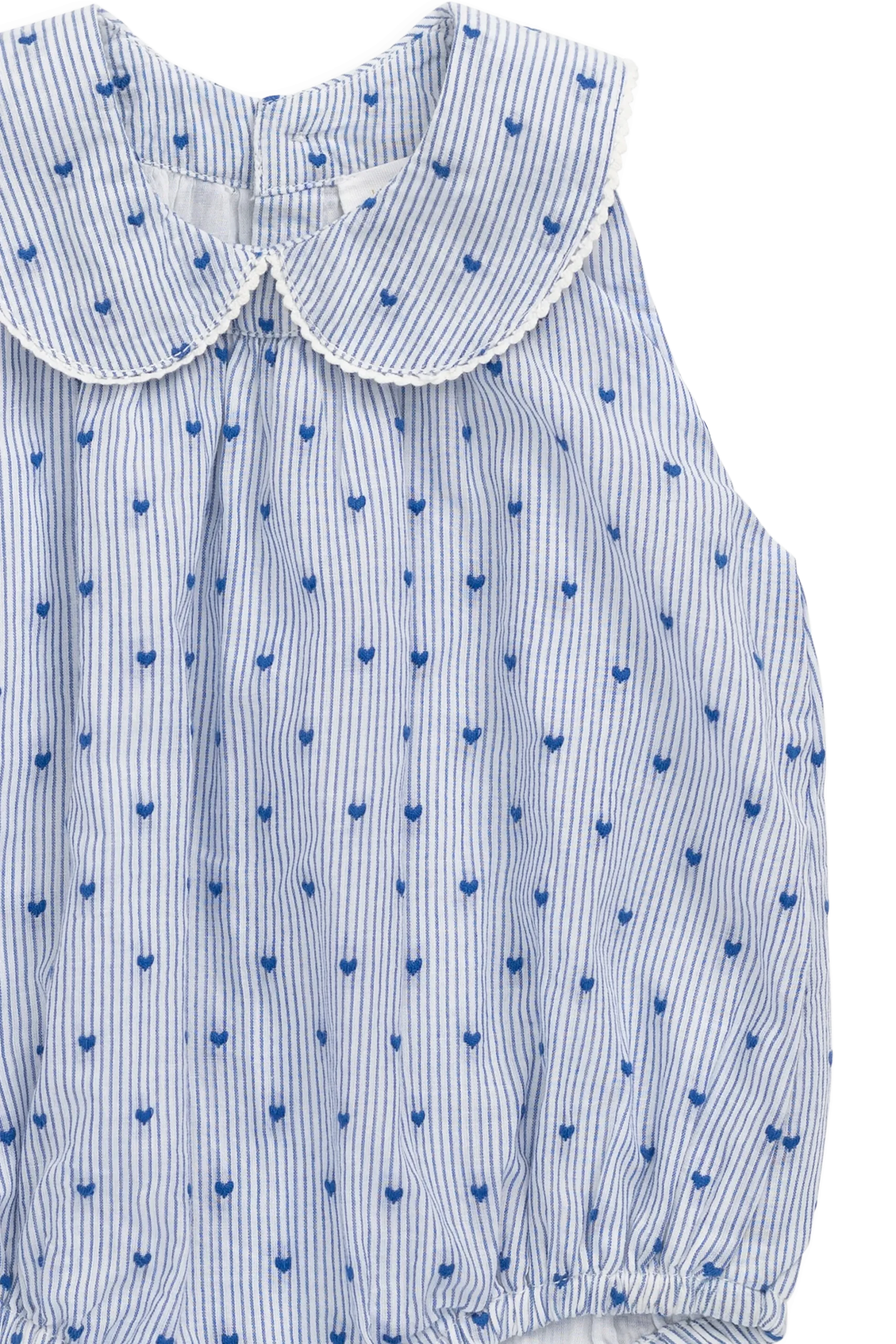 Organic Cotton Wisteria Playsuit - Mon Amour Stripe Indigo