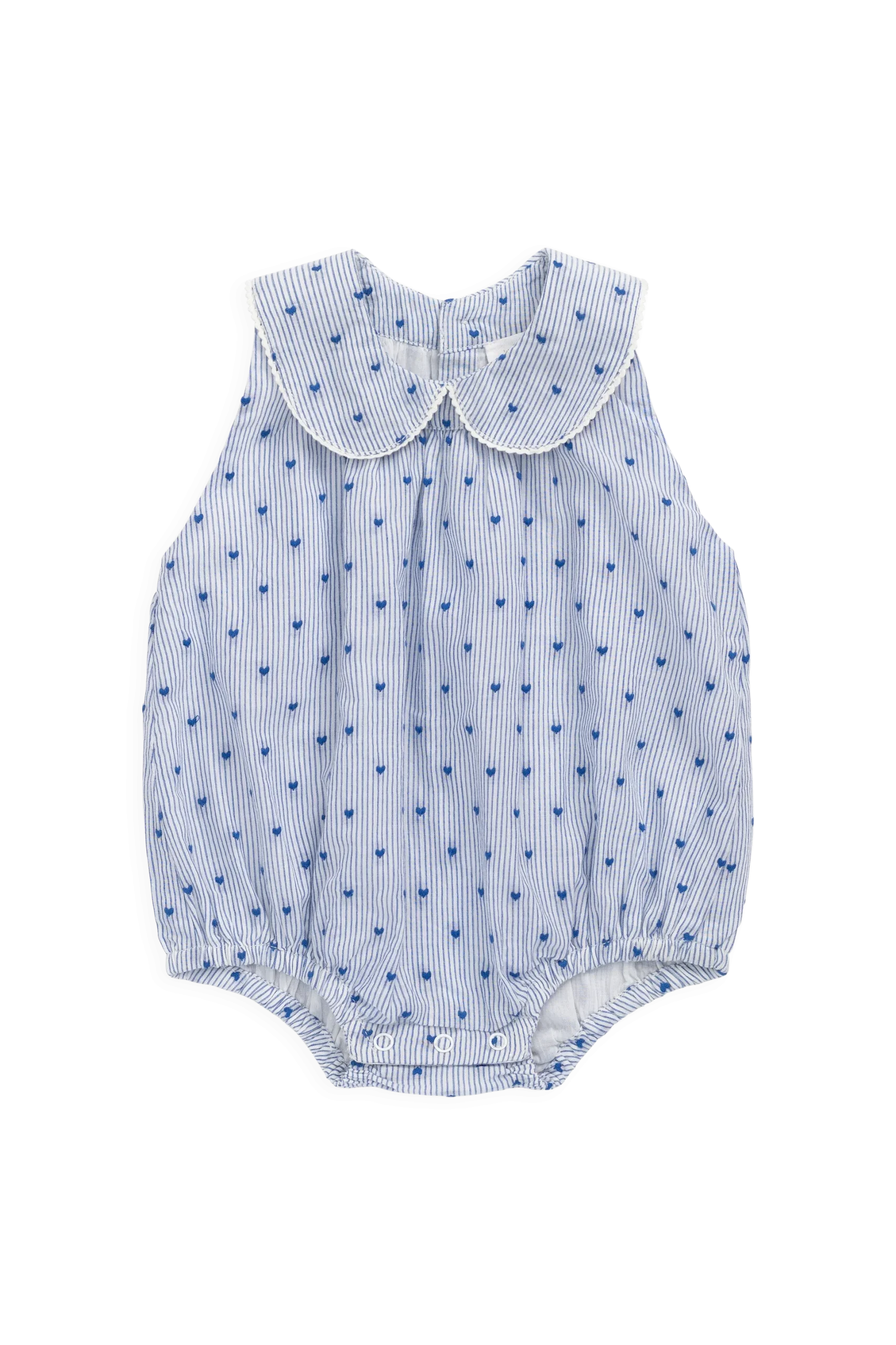 Organic Cotton Wisteria Playsuit - Mon Amour Stripe Indigo