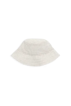 Organic Cotton Woven Bucket Hat-Double Windowpane Check Pecan