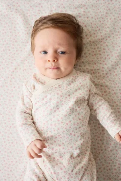 Organic Cotton Wrap Onepiece - Posy Garden Pink