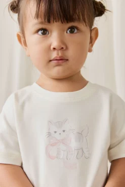 Pima Cotton Mimi Top-Parchment Bow Kitty