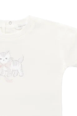 Pima Cotton Mimi Top-Parchment Bow Kitty