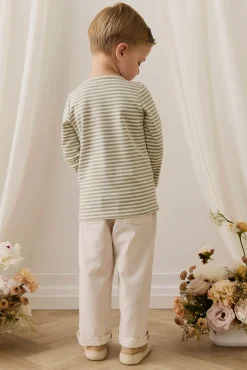 Pima Cotton Shae Top - Narrow Stripe Lichen / Cloud