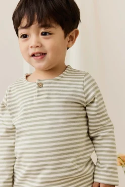 Pima Cotton Shae Top - Narrow Stripe Lichen / Cloud