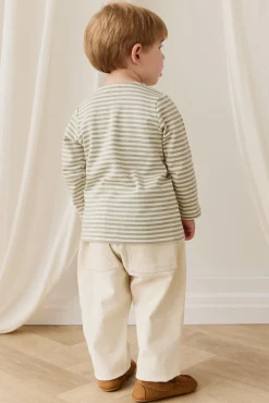 Pima Cotton Shae Top - Narrow Stripe Lichen / Cloud