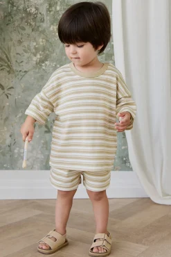 Pima Cotton Wesley Short - Double Stripe Hay/Cloud