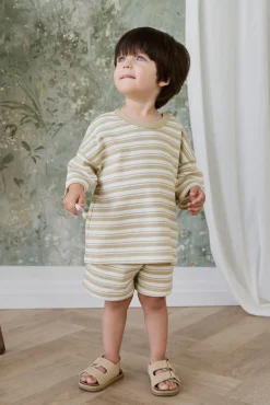 Pima Cotton Wesley Short - Double Stripe Hay/Cloud
