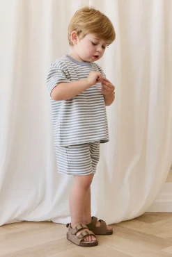 Pima Cotton Wesley Short-Narrow Stripe Dawn / Cloud