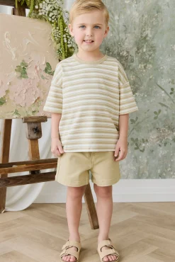 Pima Cotton Wesley Tee - Double Stripe Hay/Cloud