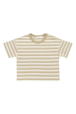 Pima Cotton Wesley Tee - Double Stripe Hay/Cloud