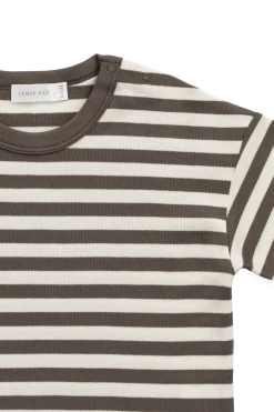 Pima Cotton Wesley Tee - Essential Stripe Raku/Cloud